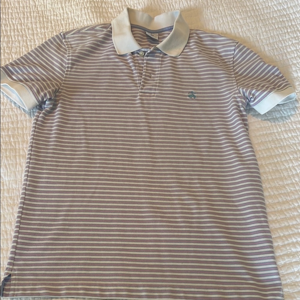 Men's Brooks Brothers Slim Fit Striped Polo Shirt - White and Pink